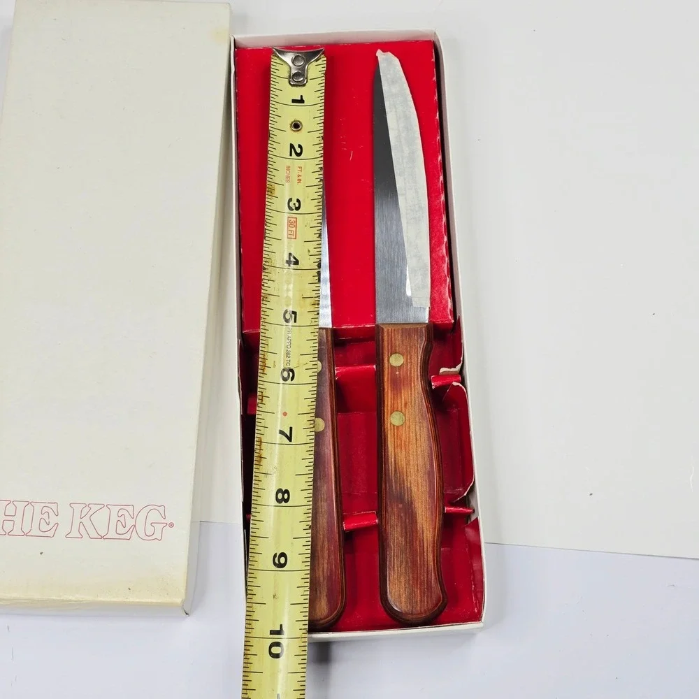 The Keg Steak Knives Set of 2 Wood Handle Restaurant Vintage kitchen Dinner‎